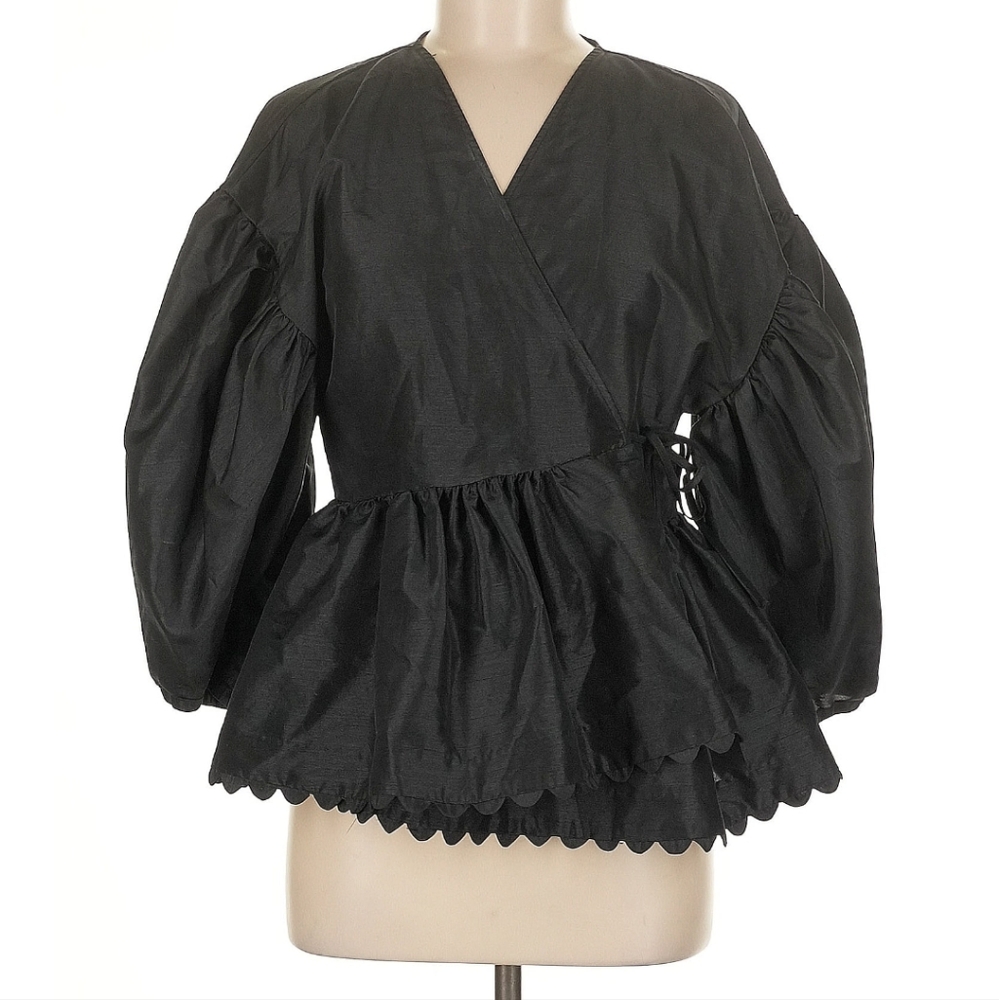 Kika Vargas for Target Scalloped Hem Puff Sleeve Wrap Top - Picture 8 of 16
